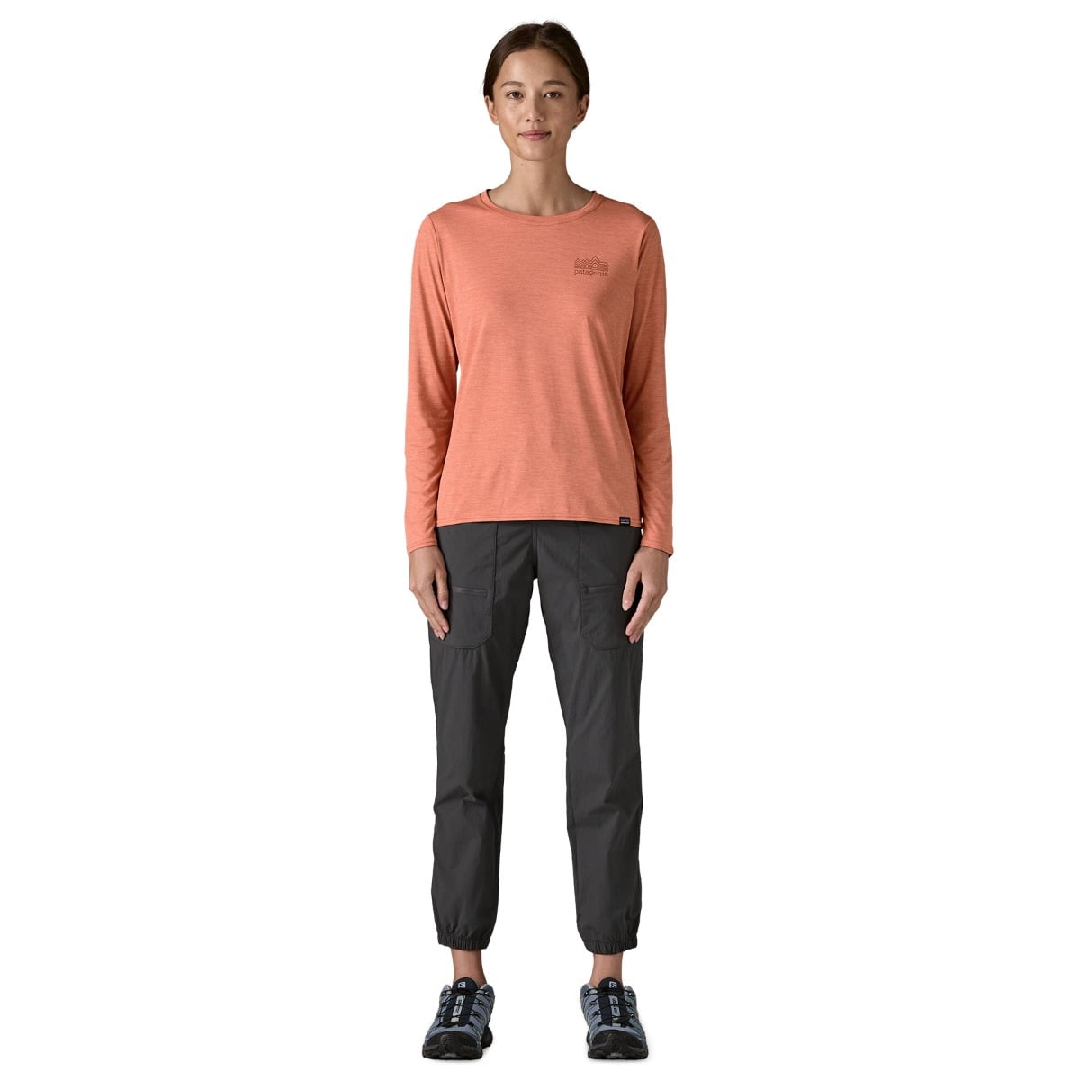 Patagonia Womens L/S Cap Cool Daily Graphic Shirt - Strataspire: Moment Pink X-Dye