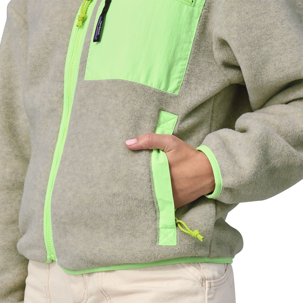 Patagonia Women's Synchilla Fleece Jacket - Oatmeal Heather w/Salamander Green