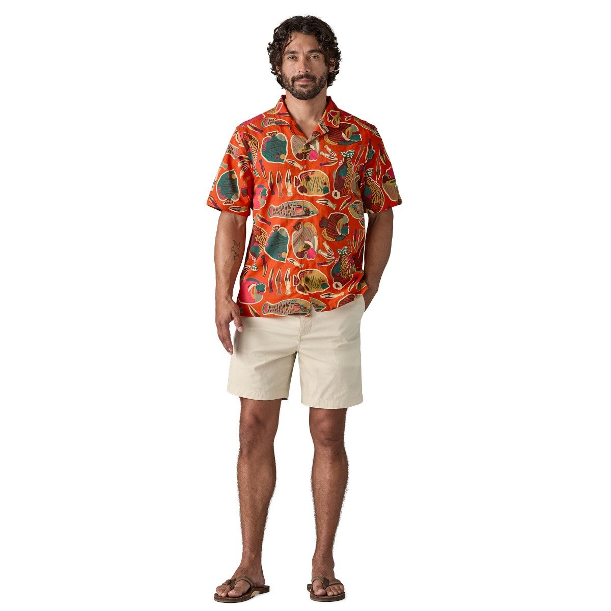 Chemise Patagonia Tidal Threads Camp homme - Wrasse/Pollinator Orange