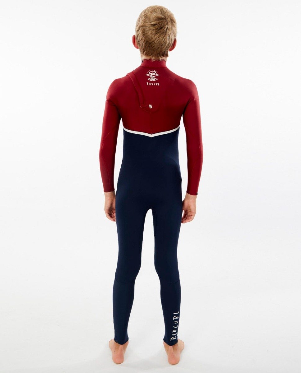 Rip Curl Flash Bomb 3/2mm Junior Wetsuit 2021 - Navy/Red - Back