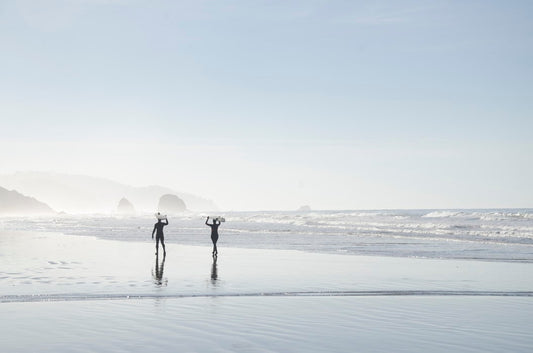 Surfers on a beach