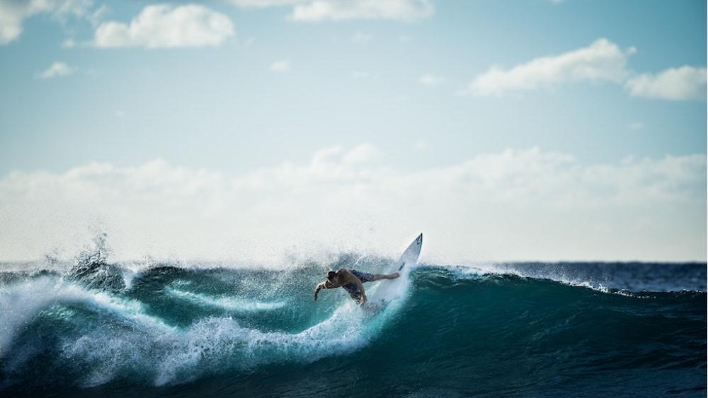 A surfer on a wave