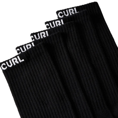 Rip Curl Brand Crew Socks (5-pack) - Black