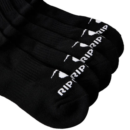 Rip Curl Brand Crew Socks (5-pack) - Black