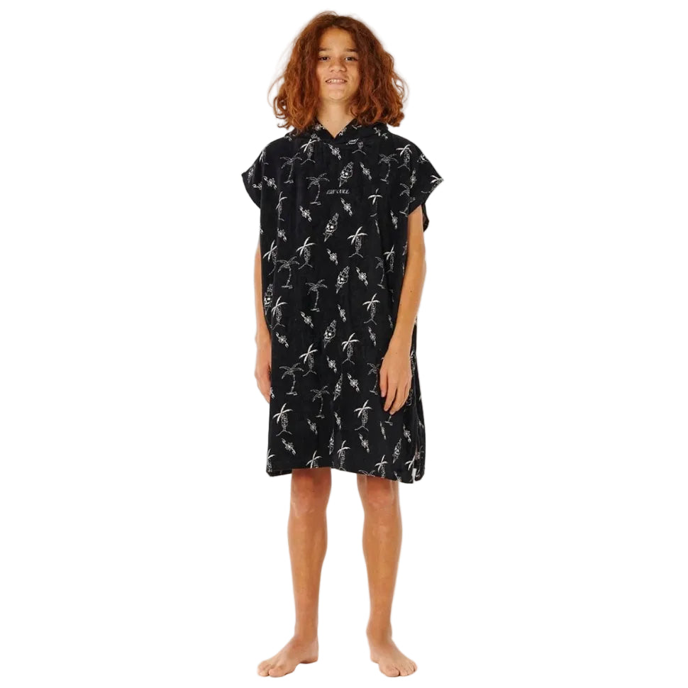Rip Curl Brand Boy's Hooded Towel Poncho in Black