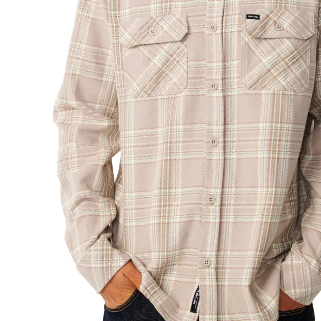 Rip Curl Mens Premium Surf Griffin Flannel Shirt - Stone