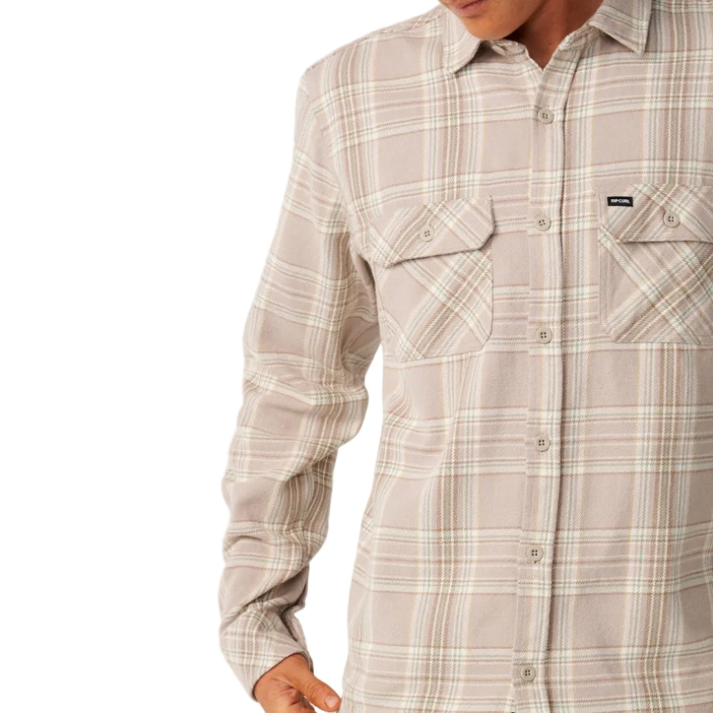 Rip Curl Mens Premium Surf Griffin Flannel Shirt - Stone