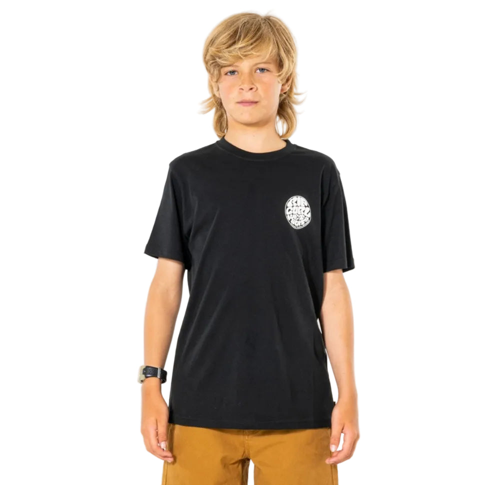 Rip Curl Wetsuit Icon Short Sleeve Kids Tee - Black
