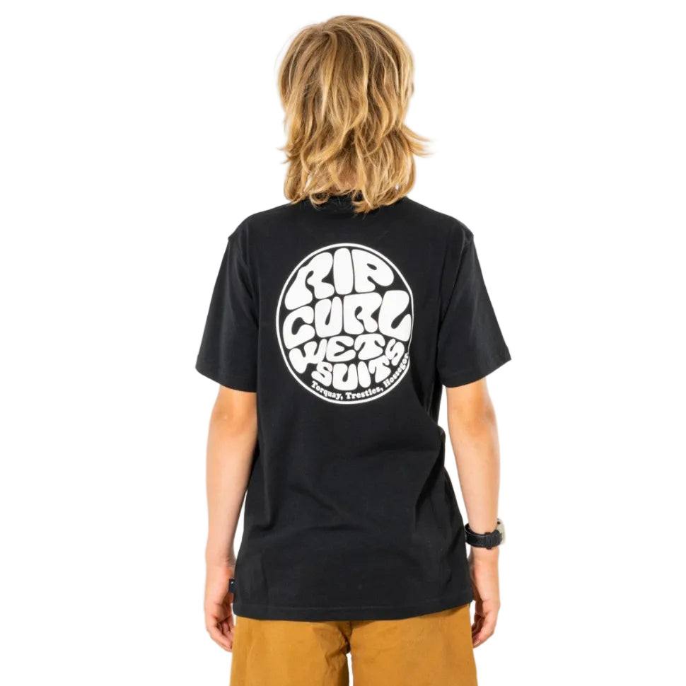 Rip Curl Wetsuit Icon Short Sleeve Kids Tee - Black