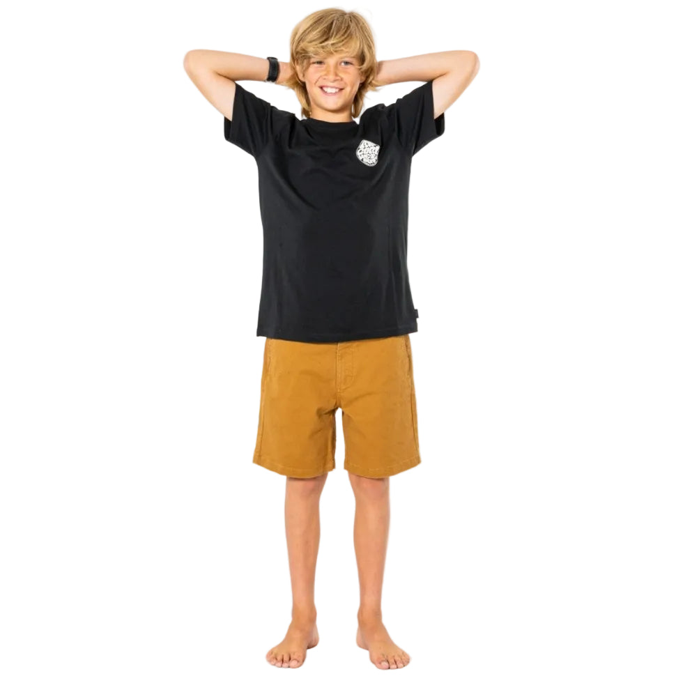 Rip Curl Wetsuit Icon Short Sleeve Kids Tee - Black