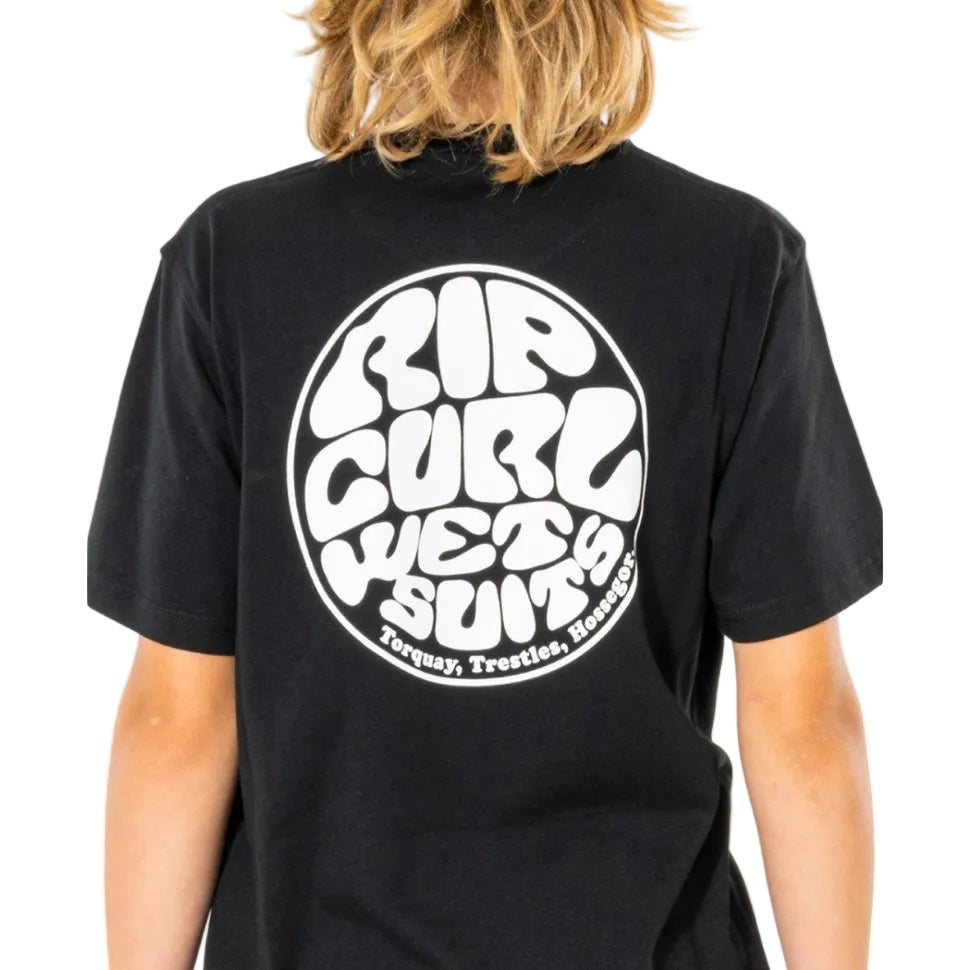 Rip Curl Wetsuit Icon Short Sleeve Kids Tee - Black