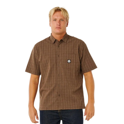 Rip Curl Premium Surf Check Short-Sleeved Shirt in Coffee