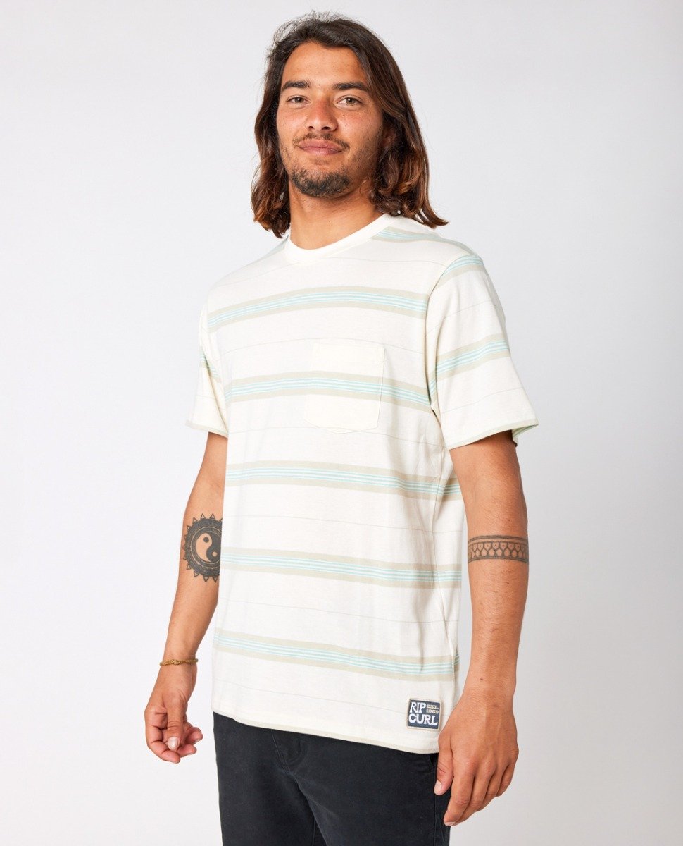 Rip Curl Pacific Rinse Stripe Tee in Bone