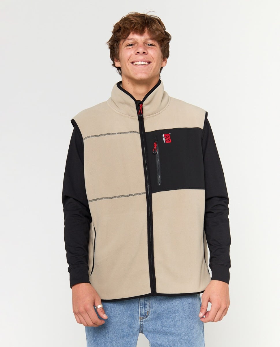 Rip Curl Search Polar Fleece Vest in Khaki Rock