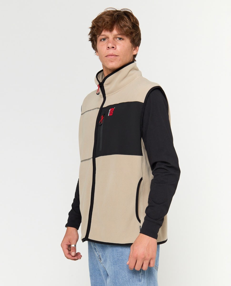 Rip Curl Search Polar Fleece Vest - Khaki Rock