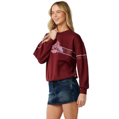 Rip Curl Womens Archive Dolphin Oversized Crew Fleece - Dark Plum