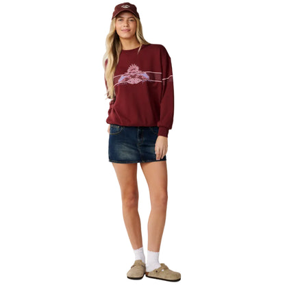 Rip Curl Womens Archive Dolphin Oversized Crew Fleece - Dark Plum