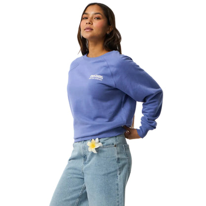 Rip Curl Womens Surf Puff Raglan Relaxed Crew Fleece - Mid Blue