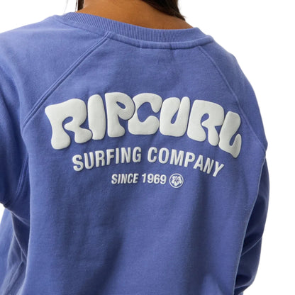 Rip Curl Womens Surf Puff Raglan Relaxed Crew Fleece - Mid Blue
