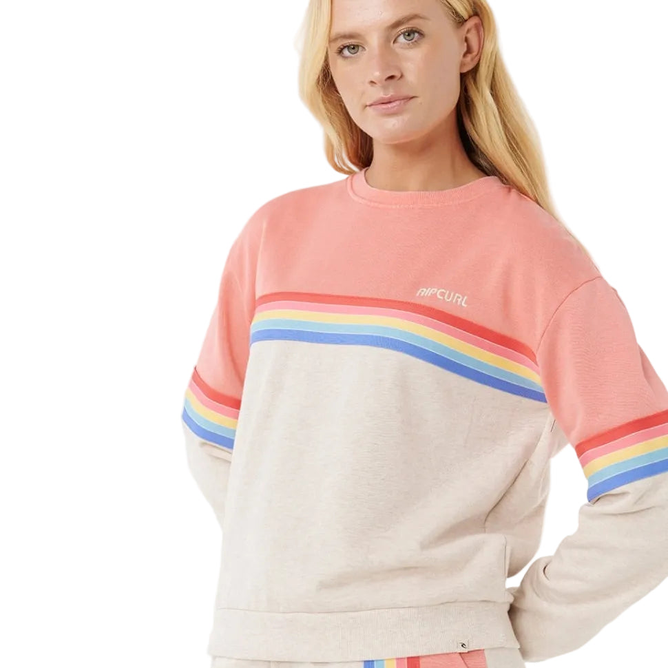 Rip Curl Womens Surf Revival Crew Jumper in Oatmeal Marle