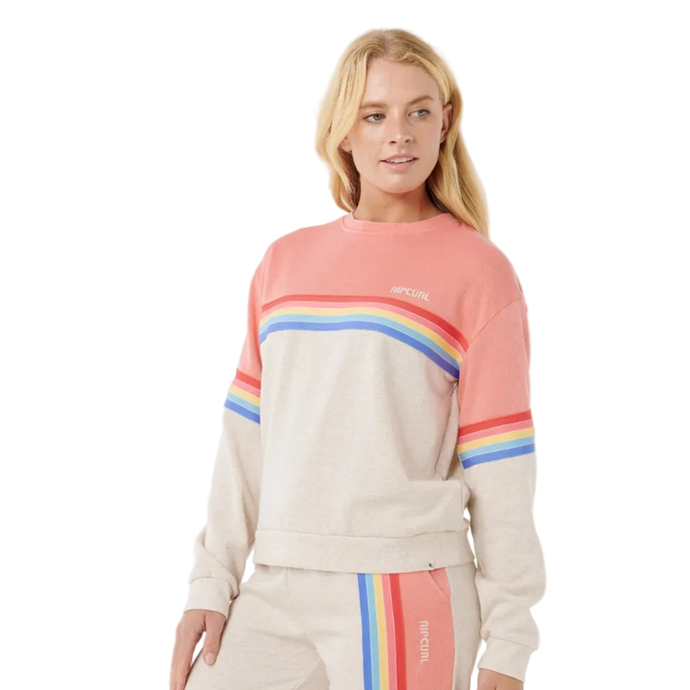 Rip Curl Womens Surf Revival Crew Jumper in Oatmeal Marle