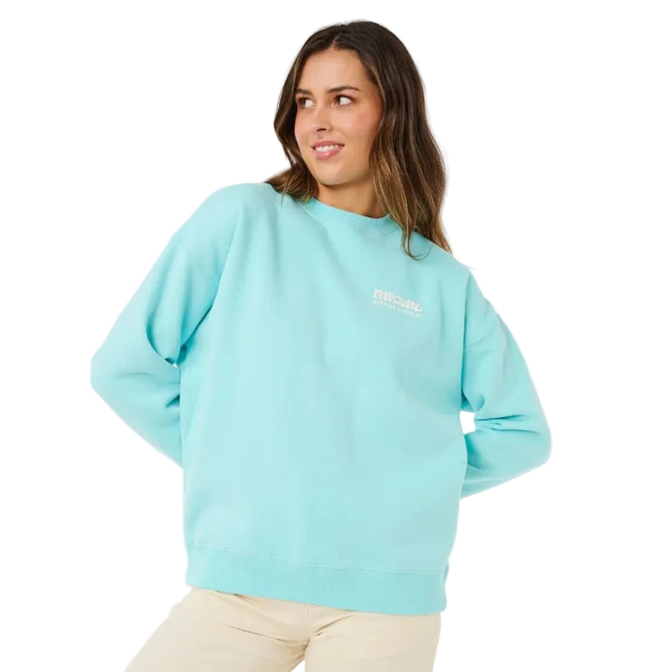 Rip Curl Surf Puff Inspired Crew Jumper - Light Sea Blue
