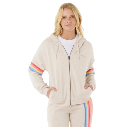 Rip Curl Womens Surf Revival Zip Thru Fleece in Oatmeal Marle