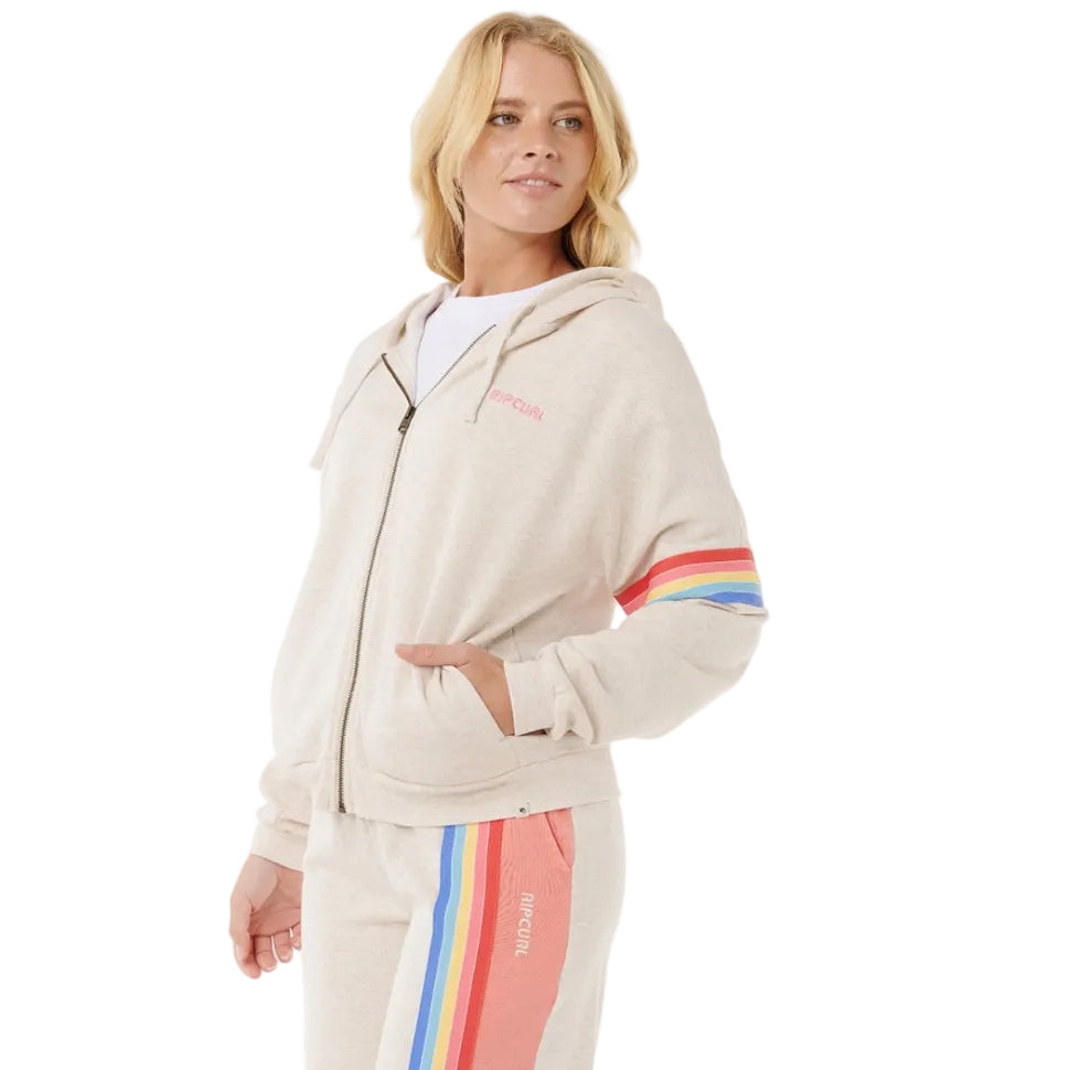 Rip Curl Womens Surf Revival Zip Thru Fleece - Oatmeal Marle
