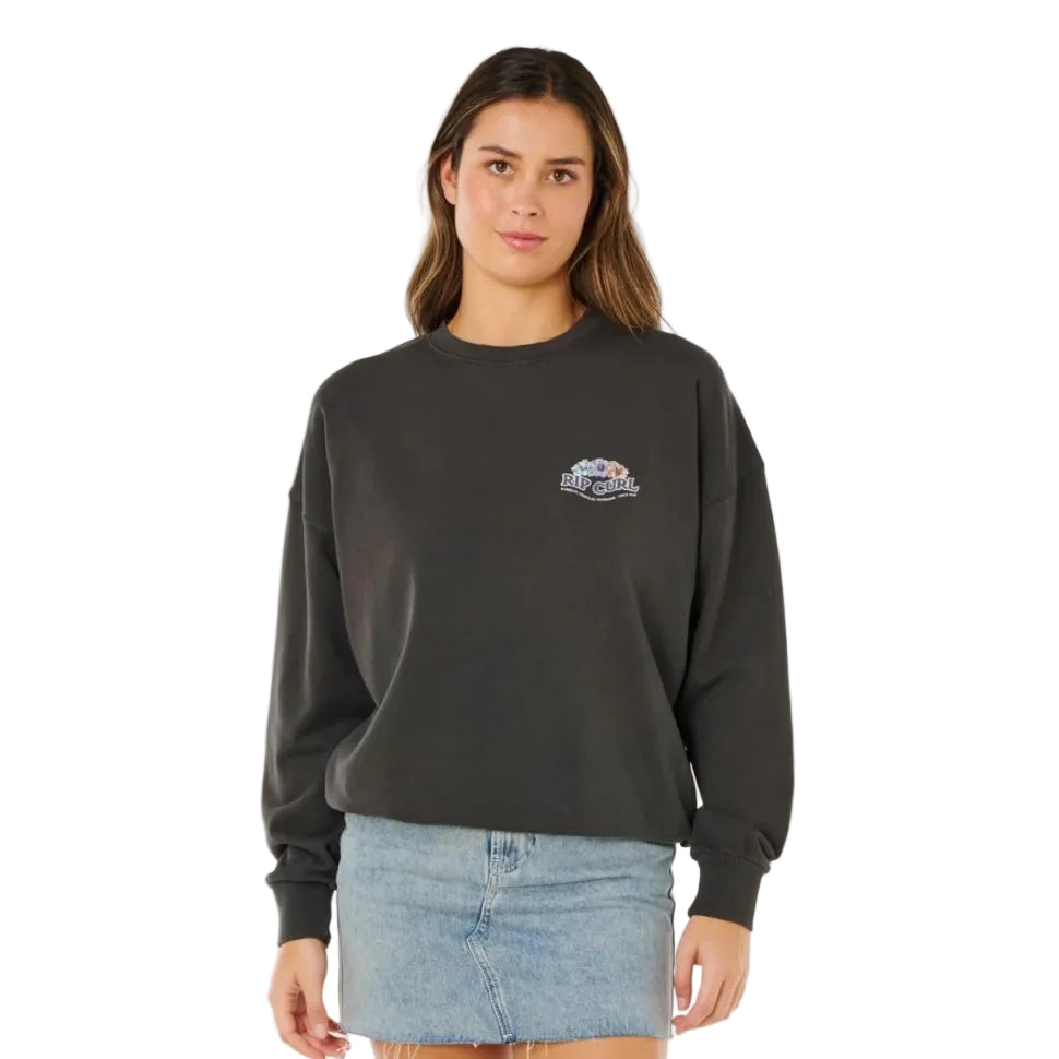 Rip Curl Bells Heritage Crew Jumper - Washed Black