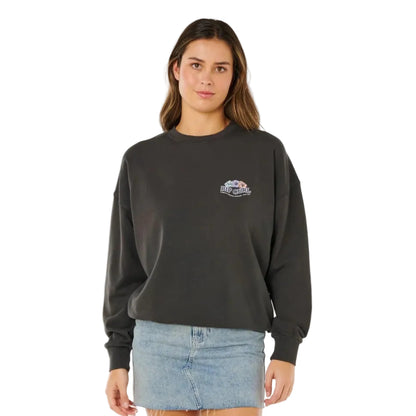 Rip Curl Bells Heritage Crew Jumper - Washed Black
