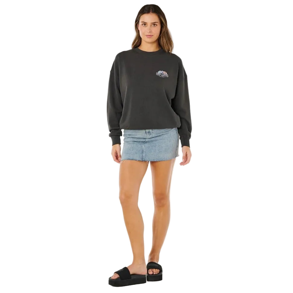 Rip Curl Bells Heritage Crew Jumper - Washed Black