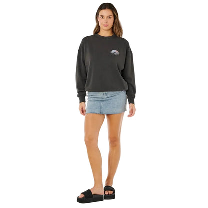 Rip Curl Bells Heritage Crew Jumper - Washed Black