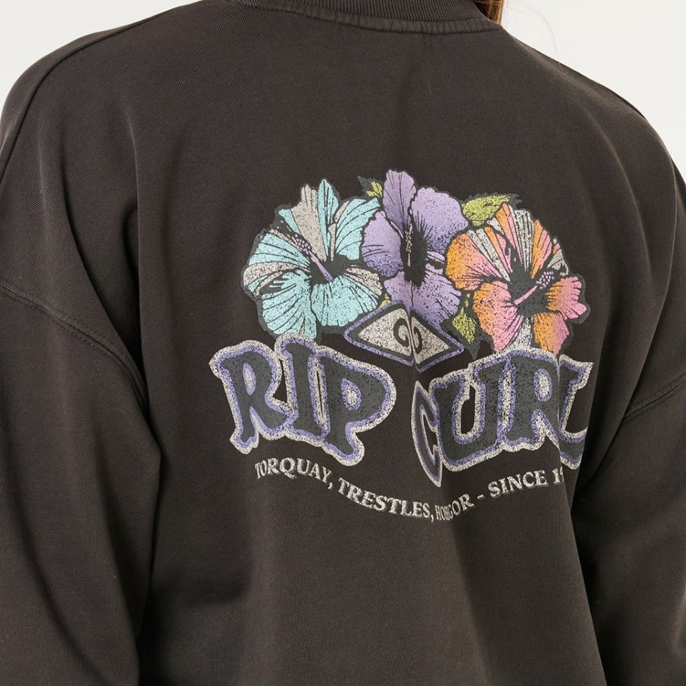 Rip Curl Bells Heritage Crew Jumper - Washed Black