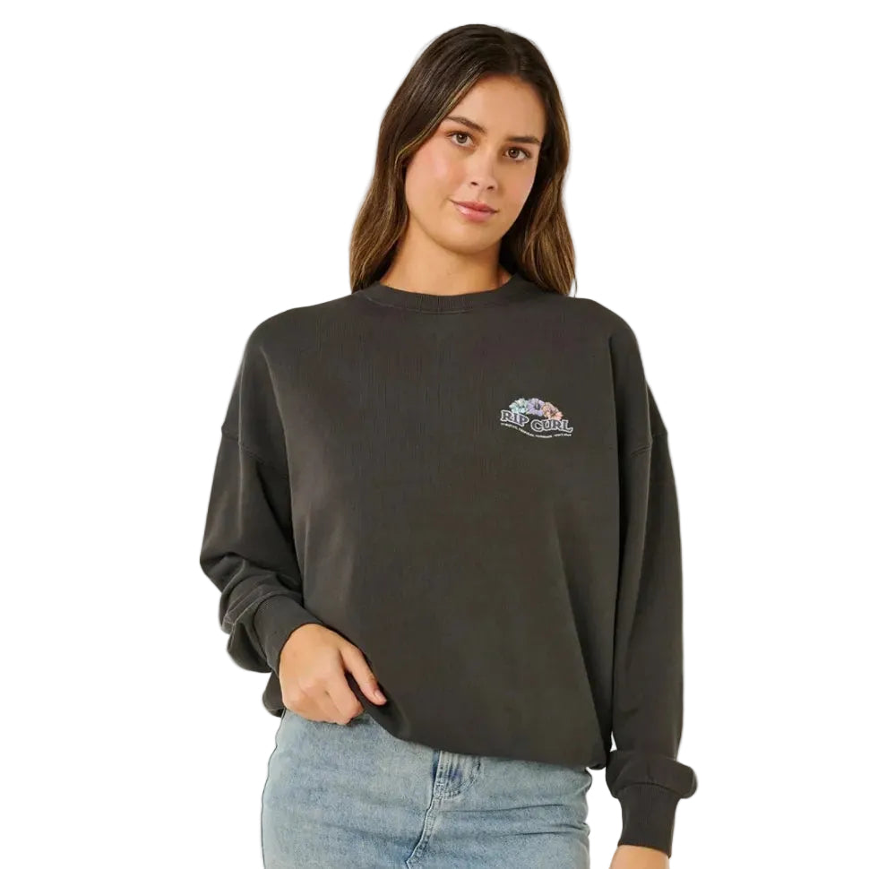 Rip Curl Bells Heritage Crew Jumper in Washed Black