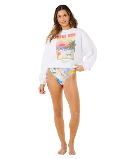 Rip Curl Hayley O Oversize Drop Shoulder Crew Jumper - Optical White