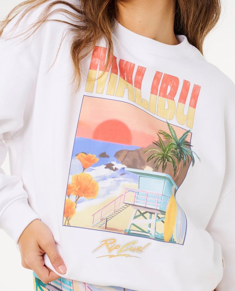 Rip Curl Hayley O Oversize Drop Shoulder Crew Jumper - Optical White