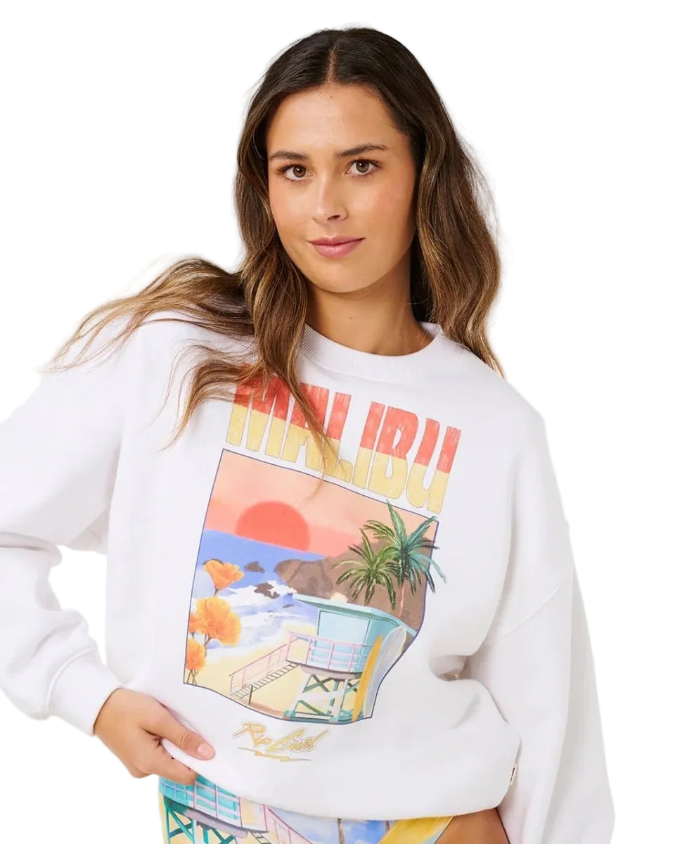 Rip Curl Hayley O Oversize Drop Shoulder Crew Jumper - Optical White