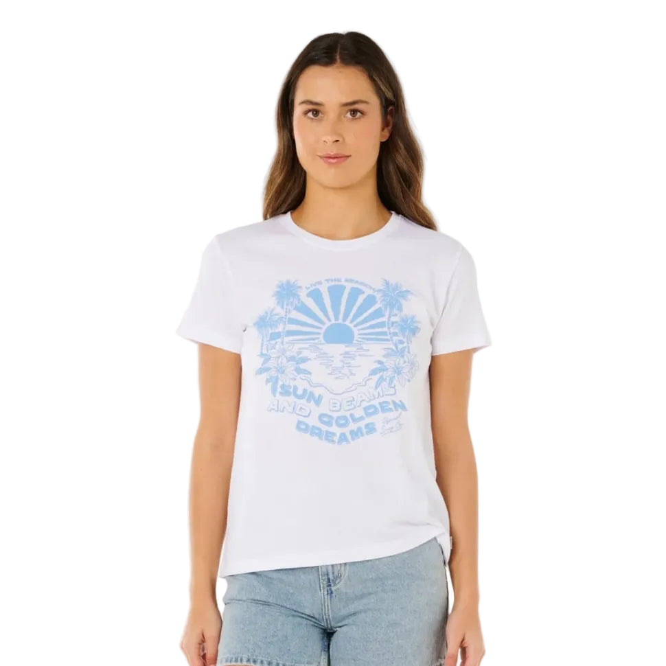 Rip Curl Sun Beams Standard Tee in Optical White