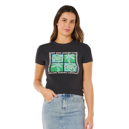 Rip Curl Surf Side Fitted Tee - Washed Black