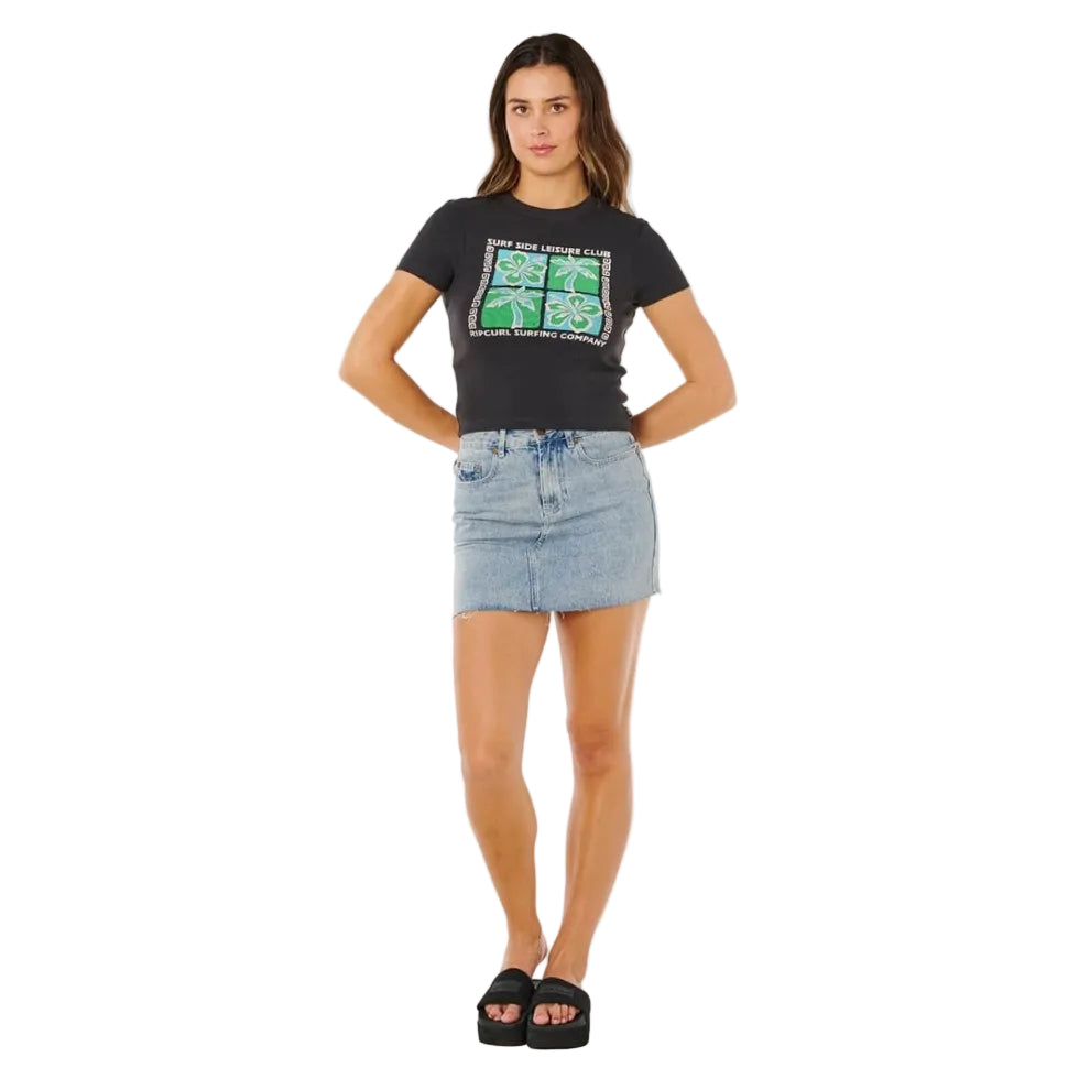 Rip Curl Surf Side Fitted Tee - Washed Black