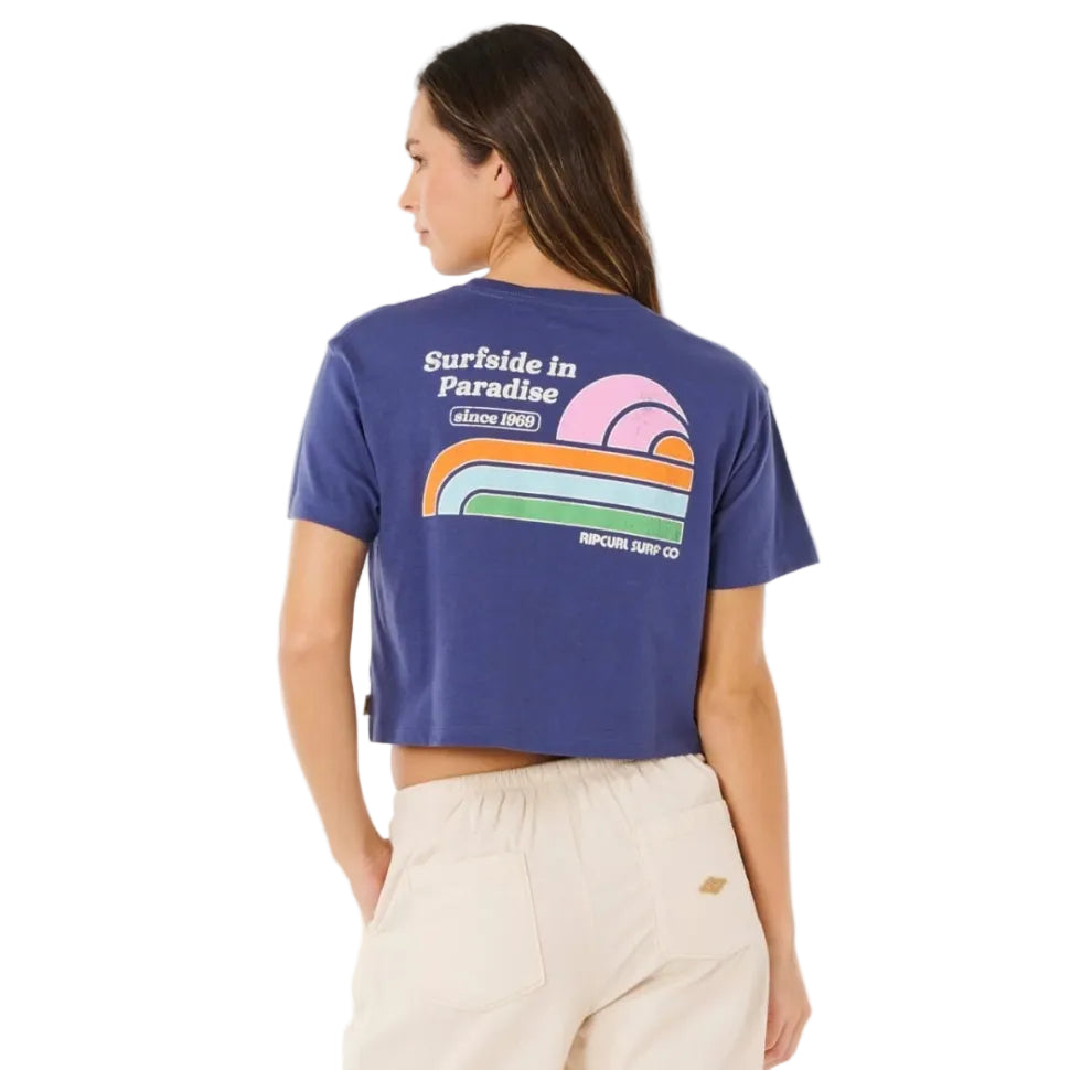 Rip Curl Surf Side Cropped Tee - Navy