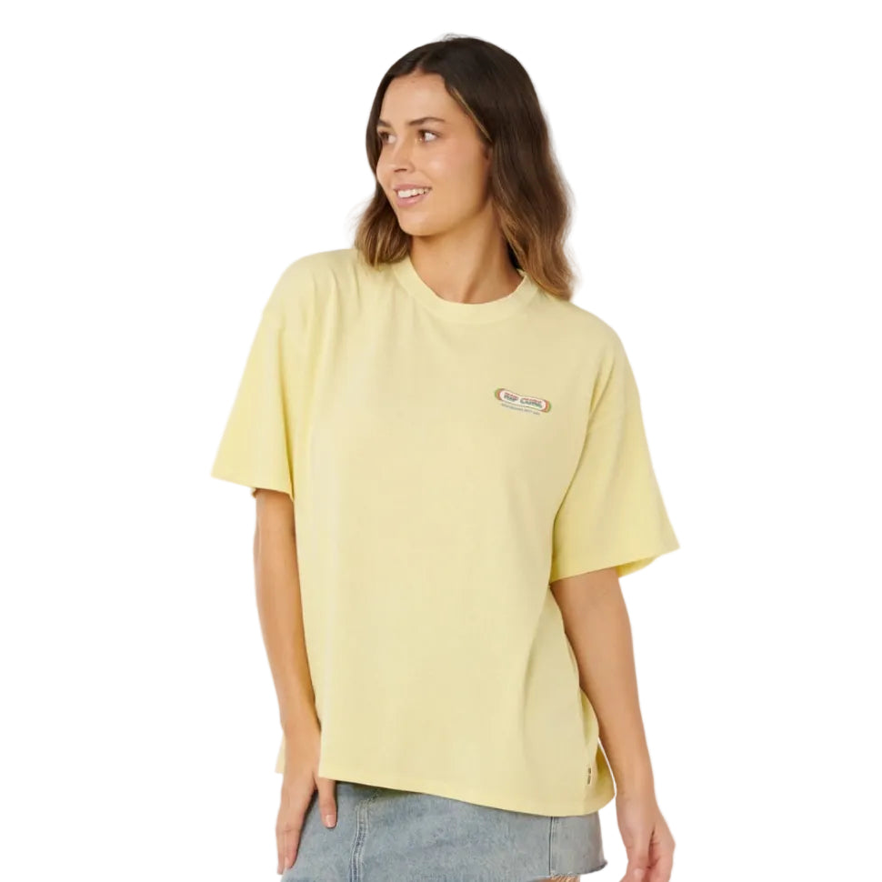 Rip Curl Surf Revival Heritage Tee in Pastel Yellow