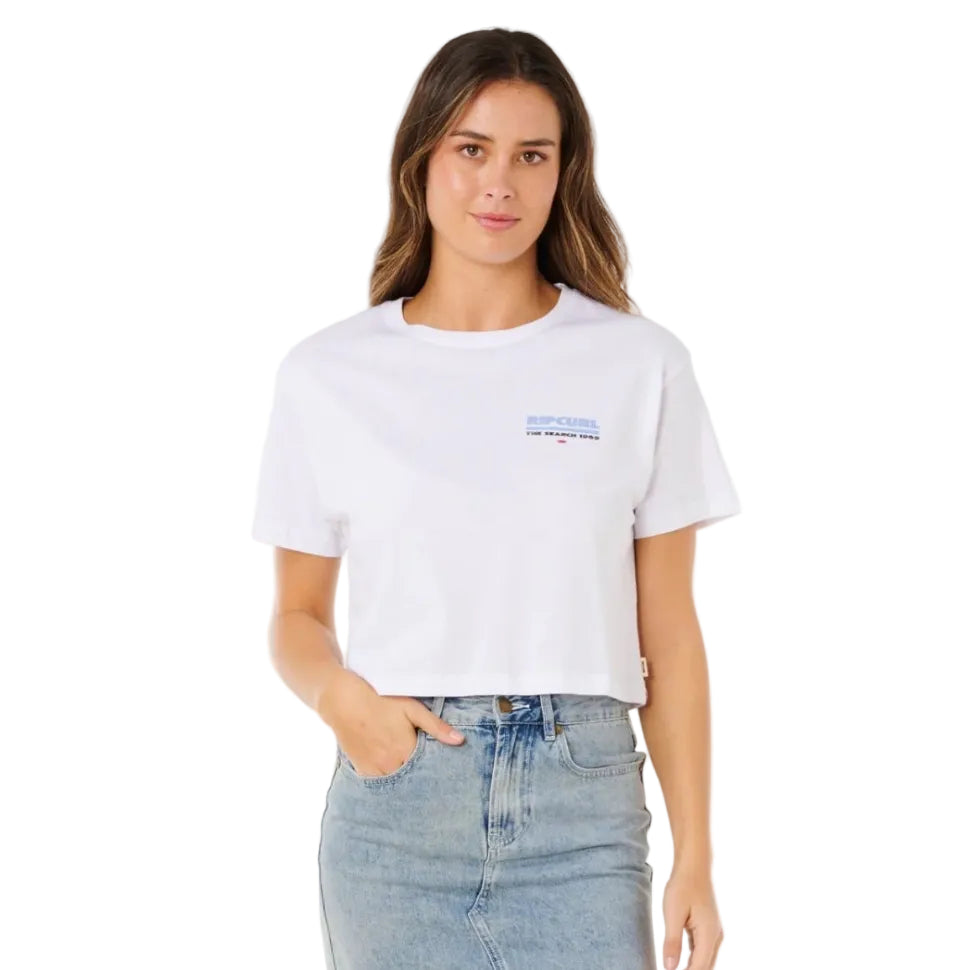 Rip Curl Hayley O Crop Tee in Optical White