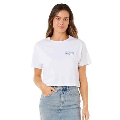 Rip Curl Hayley O Crop Tee in Optical White