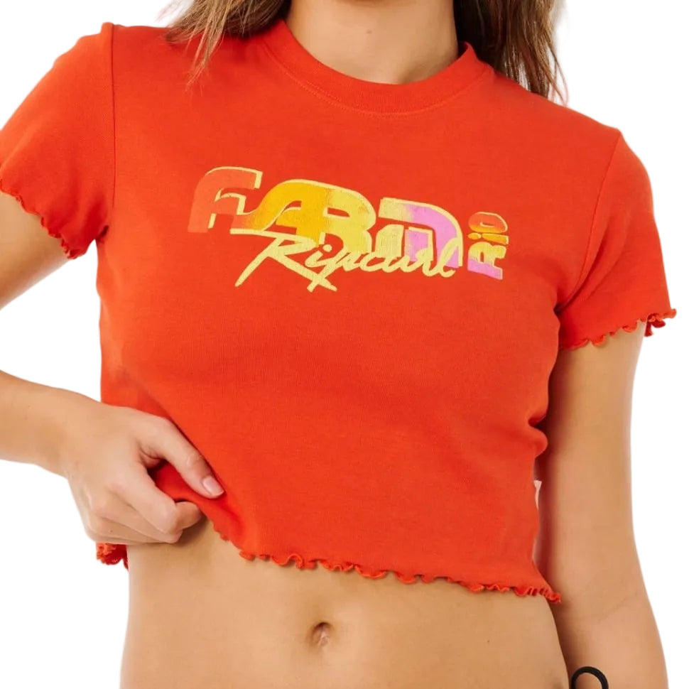 Rip Curl Womens Carioca Fitted Tee - Red Orange