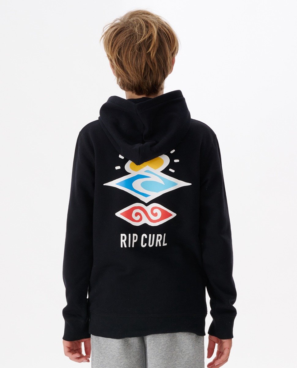Rip Curl Search Icon Boys Hoodie in Black - Back