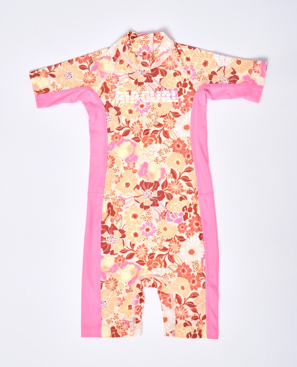 Rip Curl Girls UV Short Sleeve Springsuit in Pink - Front