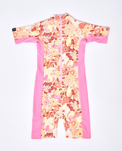 Rip Curl Girls UV Short Sleeve Springsuit in Pink - Back