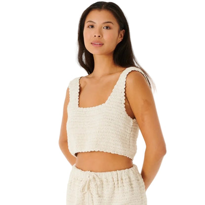 Rip Curl Oceans Together Women's Crochet Top Tank - Off White