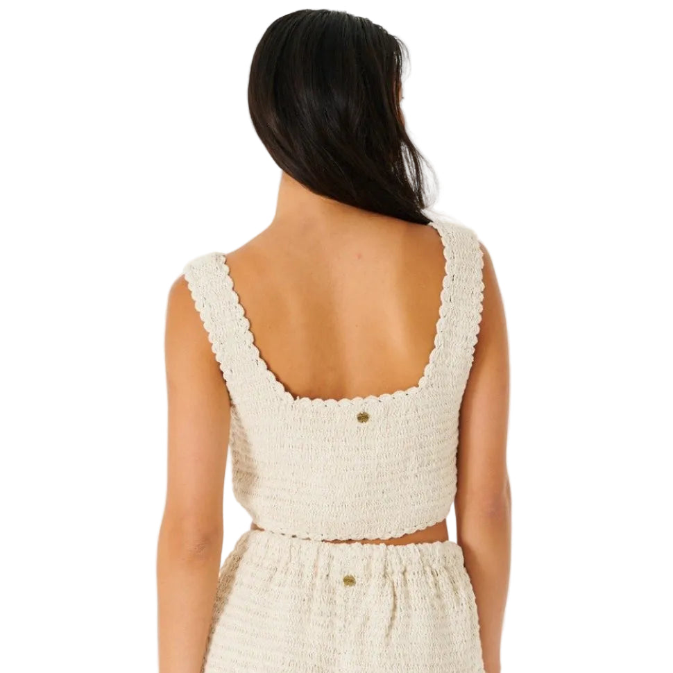 Rip Curl Oceans Together Womens Crochet Top Tank - Off White